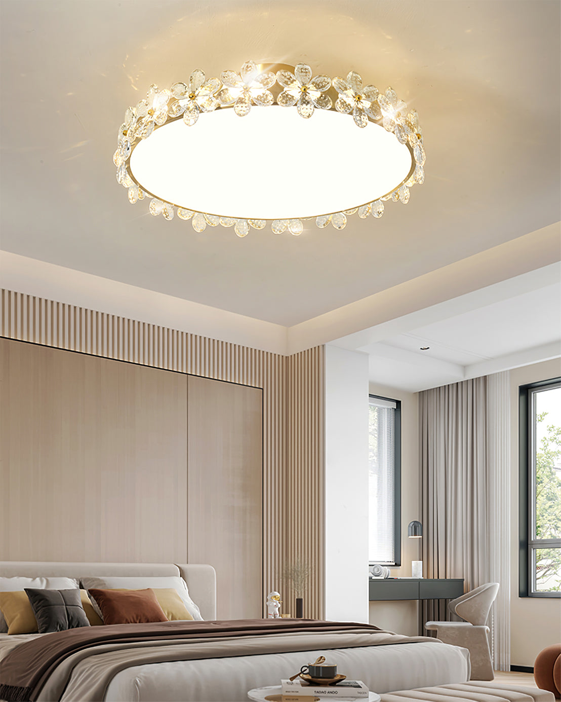 LuxePetal - Ceiling Light with Crystal Petals and Subtle Lighting