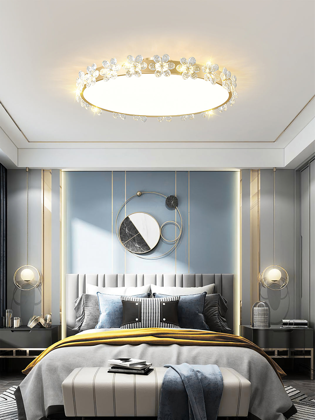 LuxePetal - Ceiling Light with Crystal Petals and Subtle Lighting