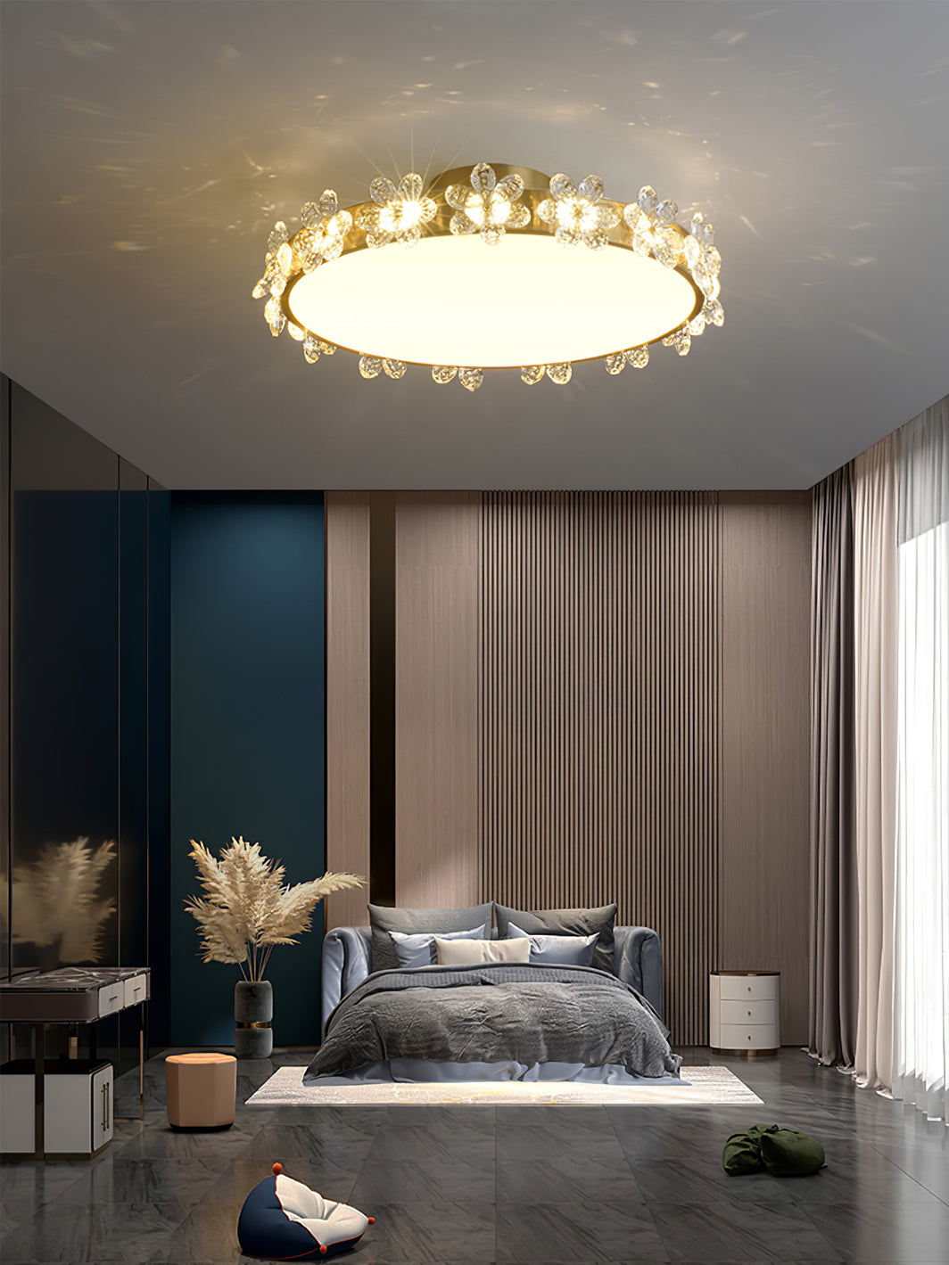 LuxePetal - Ceiling Light with Crystal Petals and Subtle Lighting