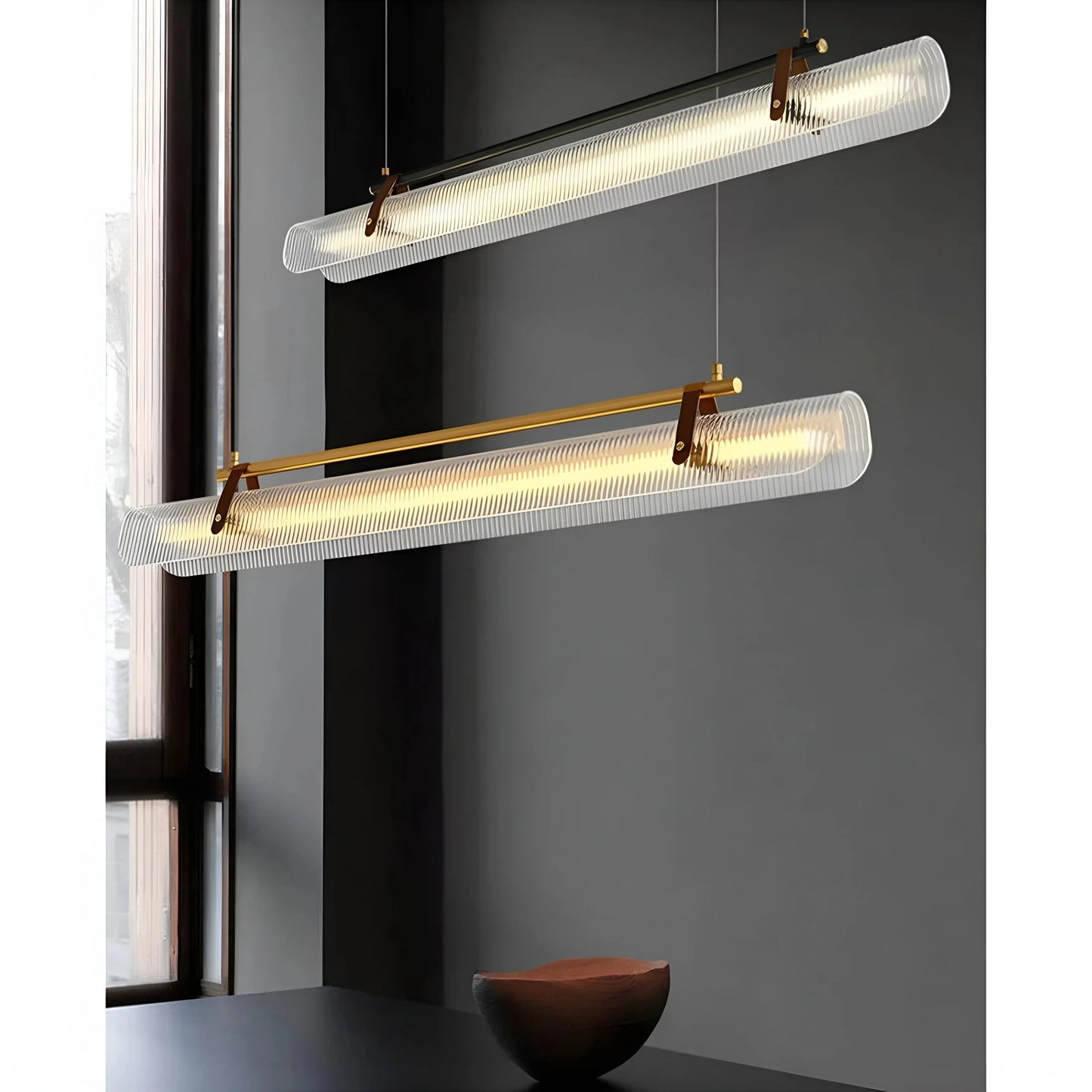 LineaLuxe - Stylish Metal & Leather Pendant Light