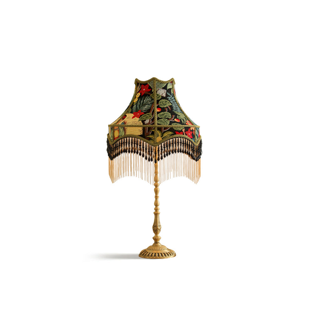 VintageBloom - Lampe de table avec motif floral français et franges