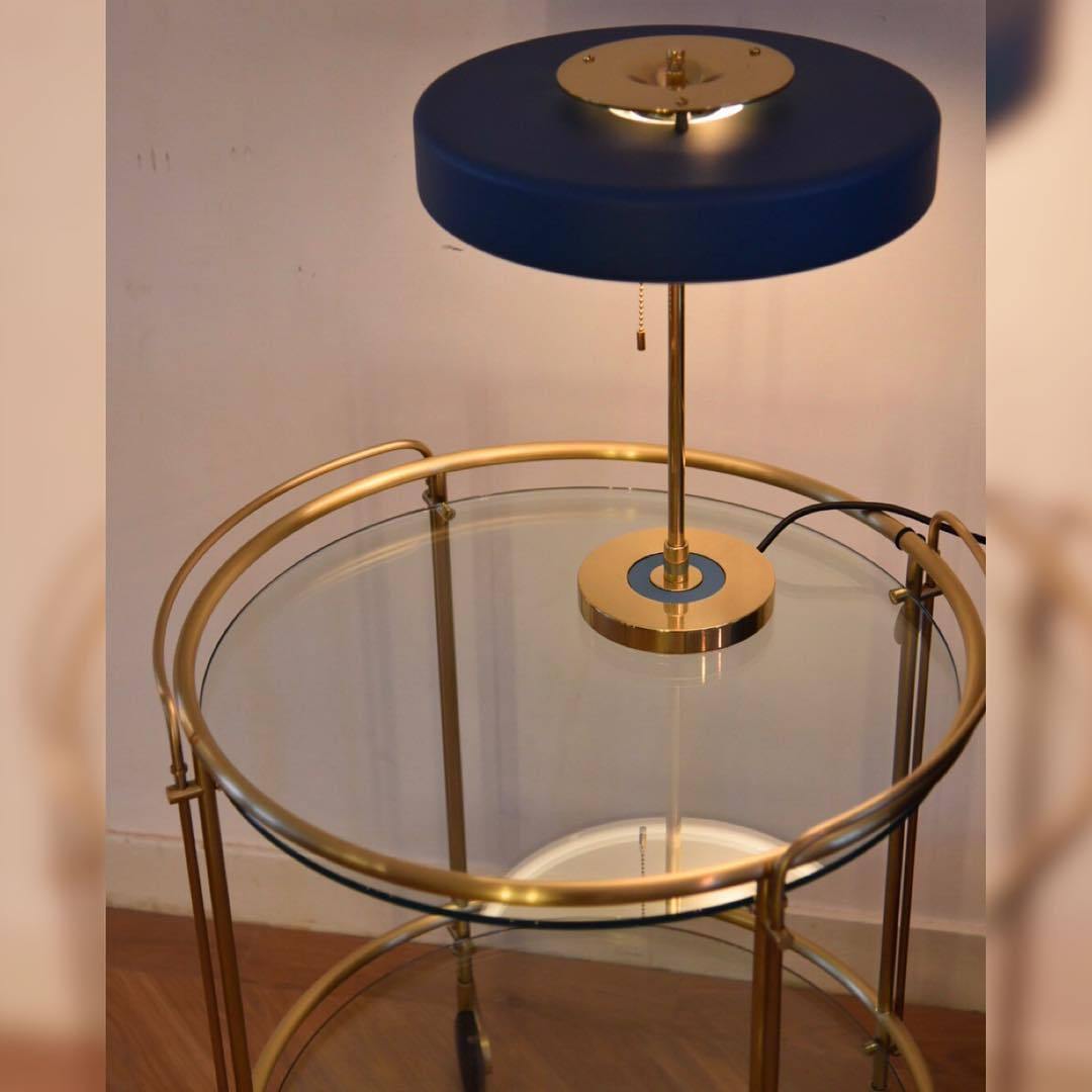 LuxeGlow - Spun Metal Table Lamp with Pull Cord Switch