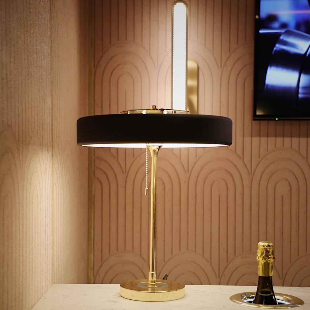 LuxeGlow - Spun Metal Table Lamp with Pull Cord Switch