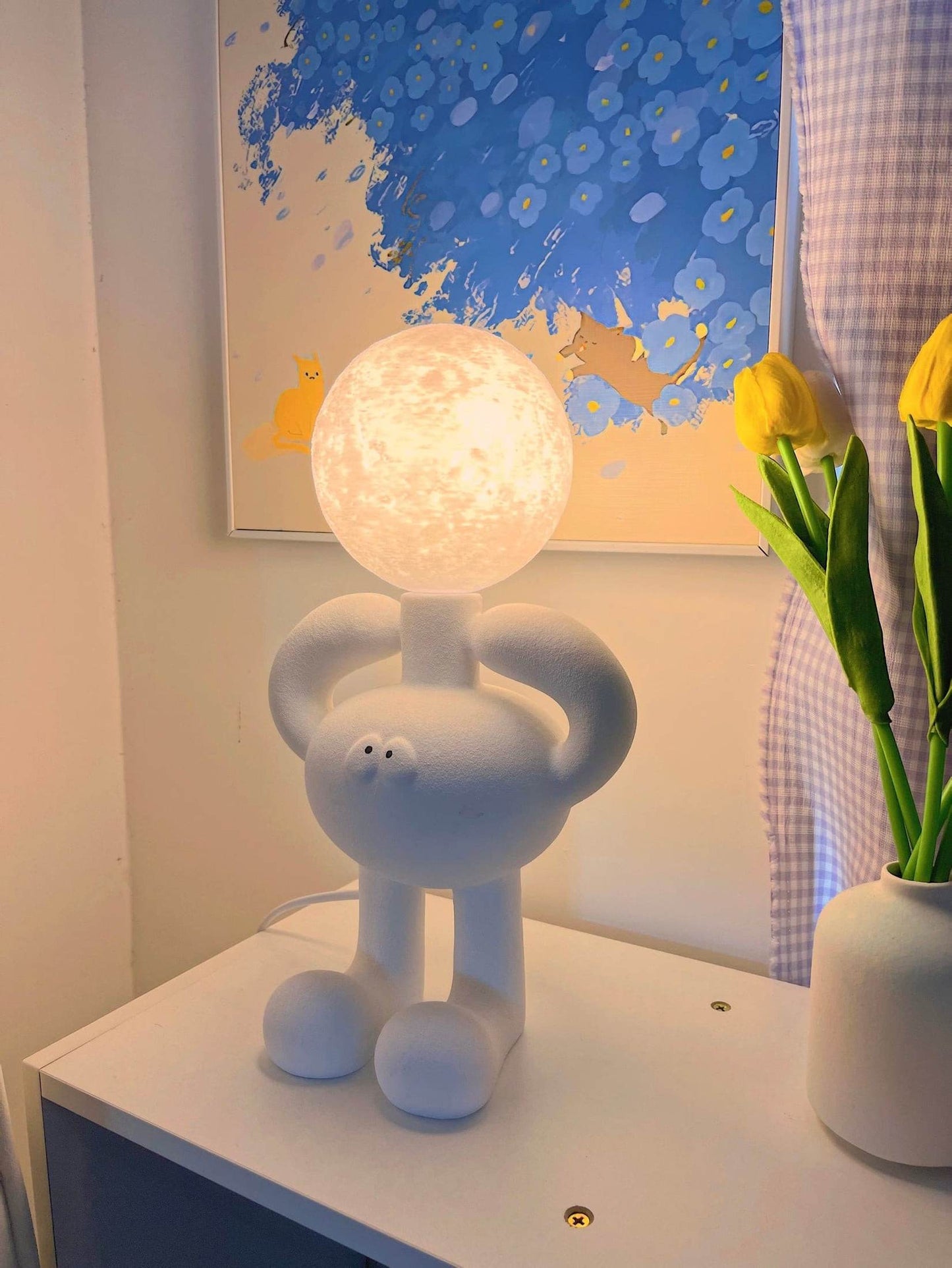 BotLuxe - Lampe de table avec design créatif de robot et lumière agréable