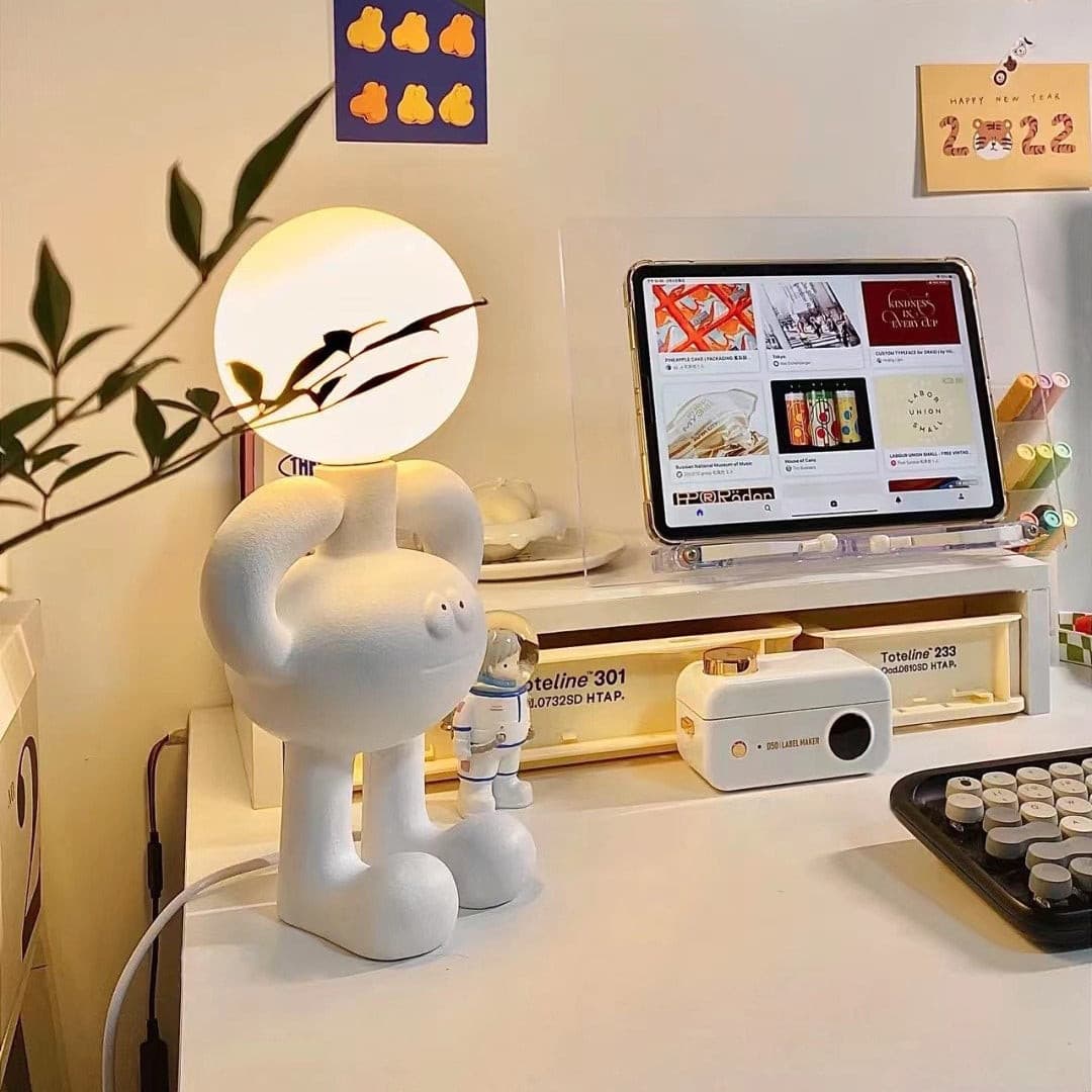 BotLuxe - Lampe de table avec design créatif de robot et lumière agréable
