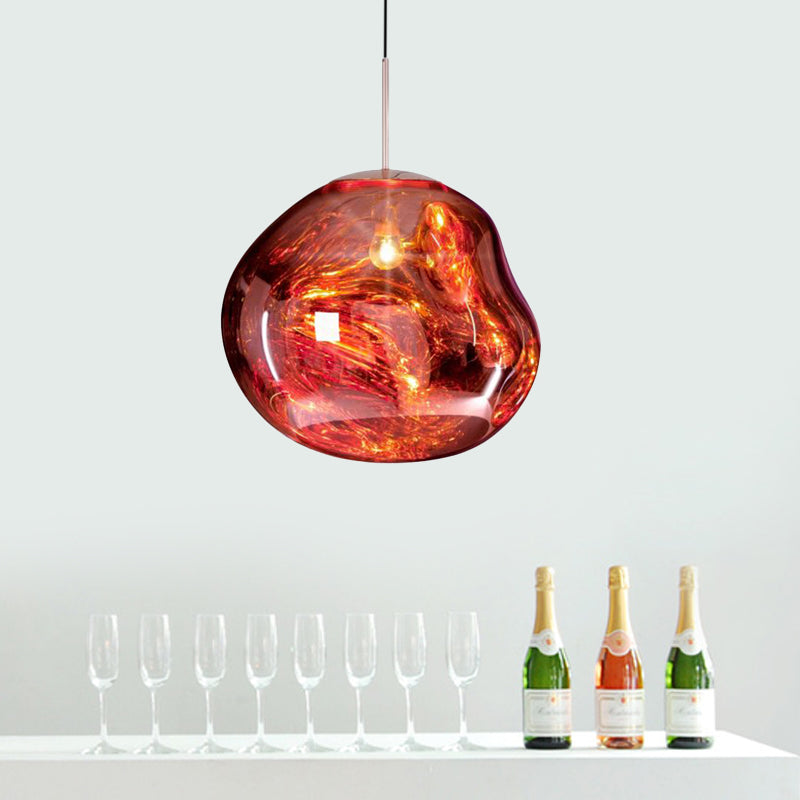 ModernGlow - Pendelleuchte in Rot/Silber Glas