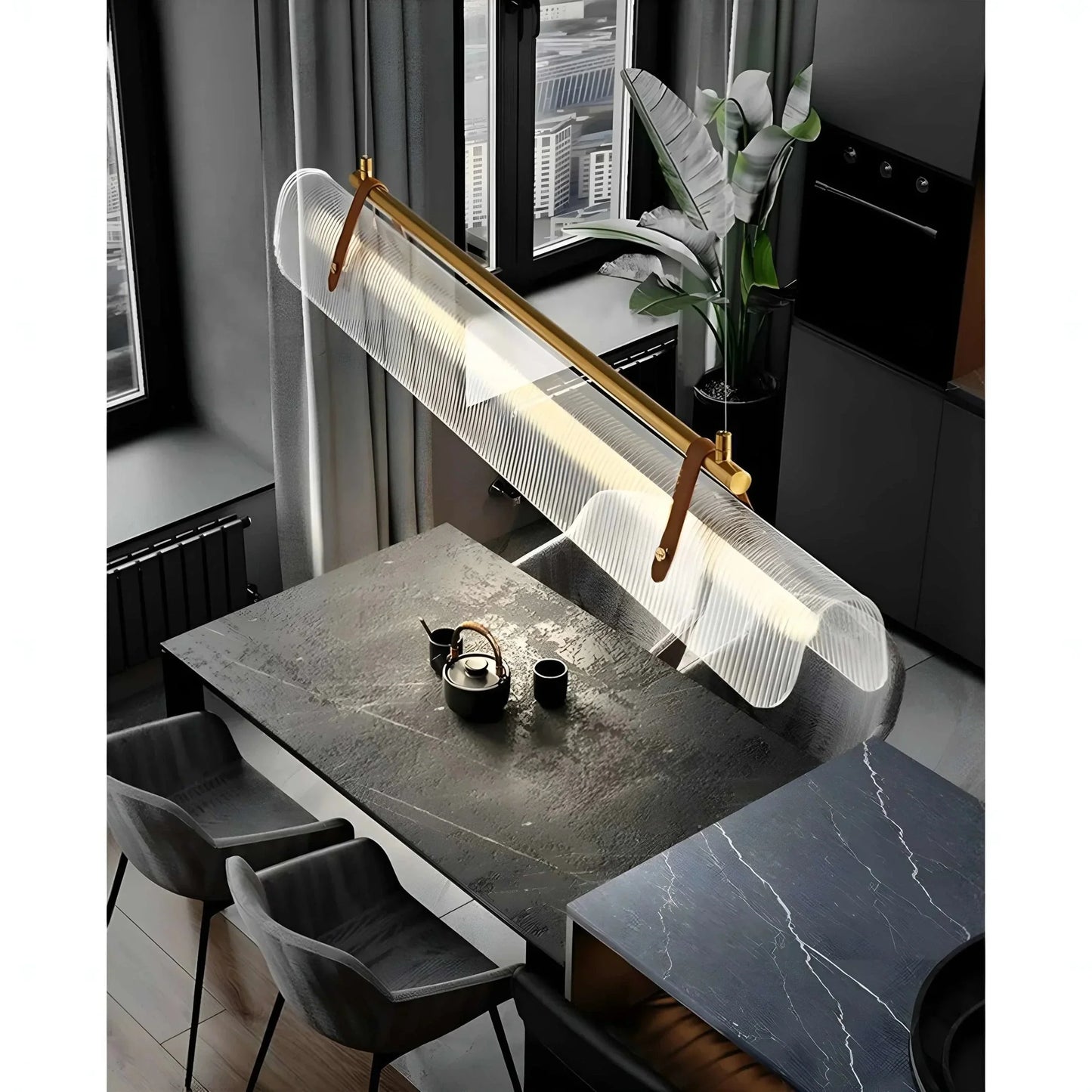 LineaLuxe - Stylish Metal & Leather Pendant Light
