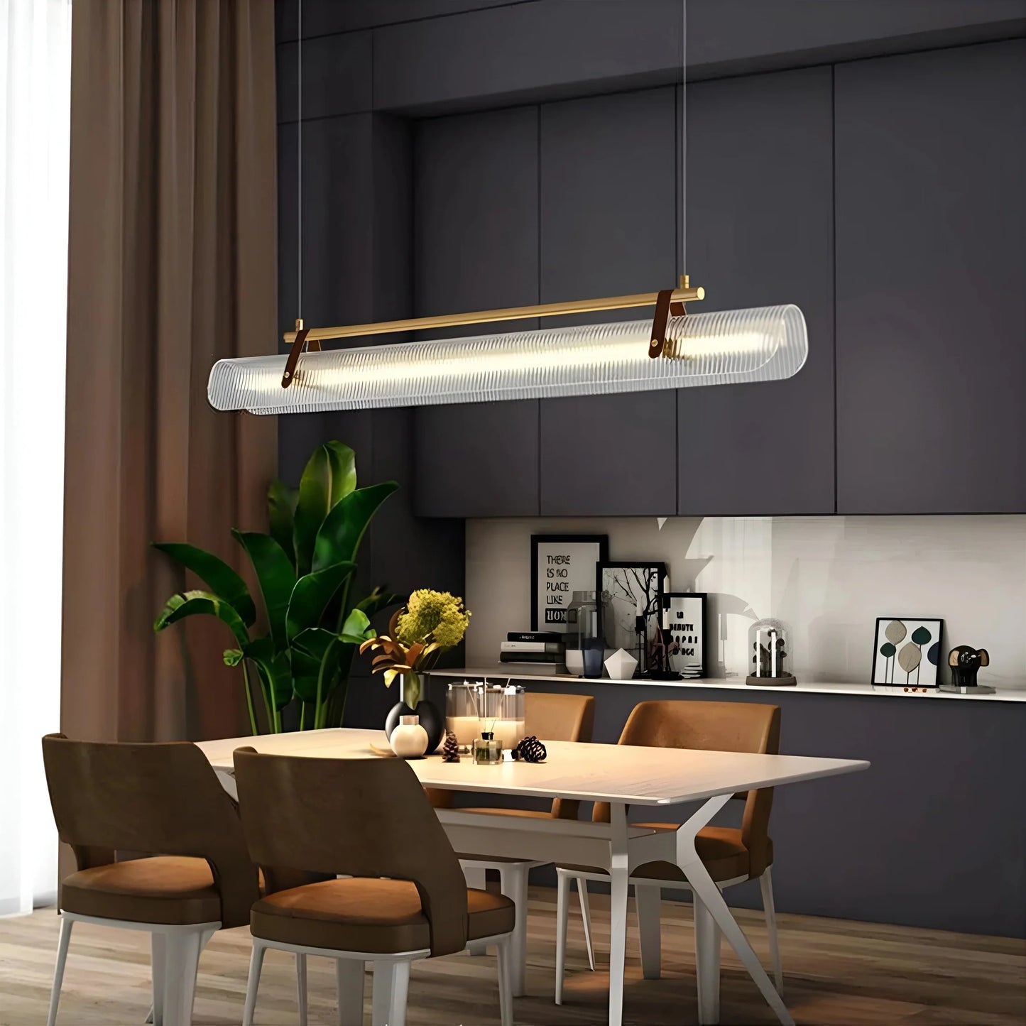 LineaLuxe - Stylish Metal & Leather Pendant Light