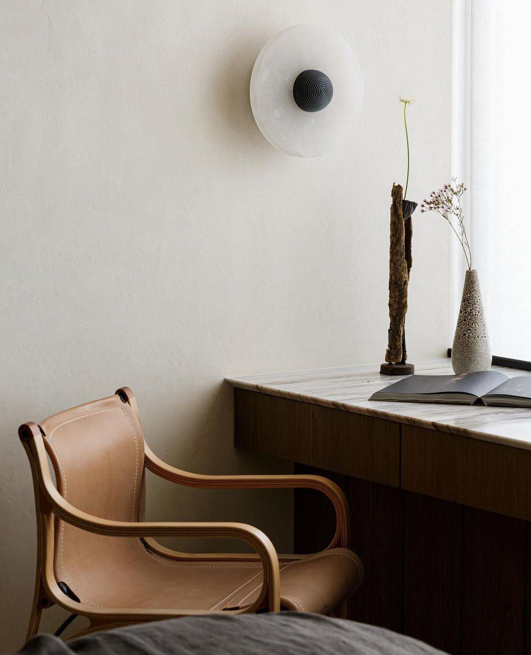 GlowMarble - Lampe murale ronde en marbre atmosphérique pour des accents élégants