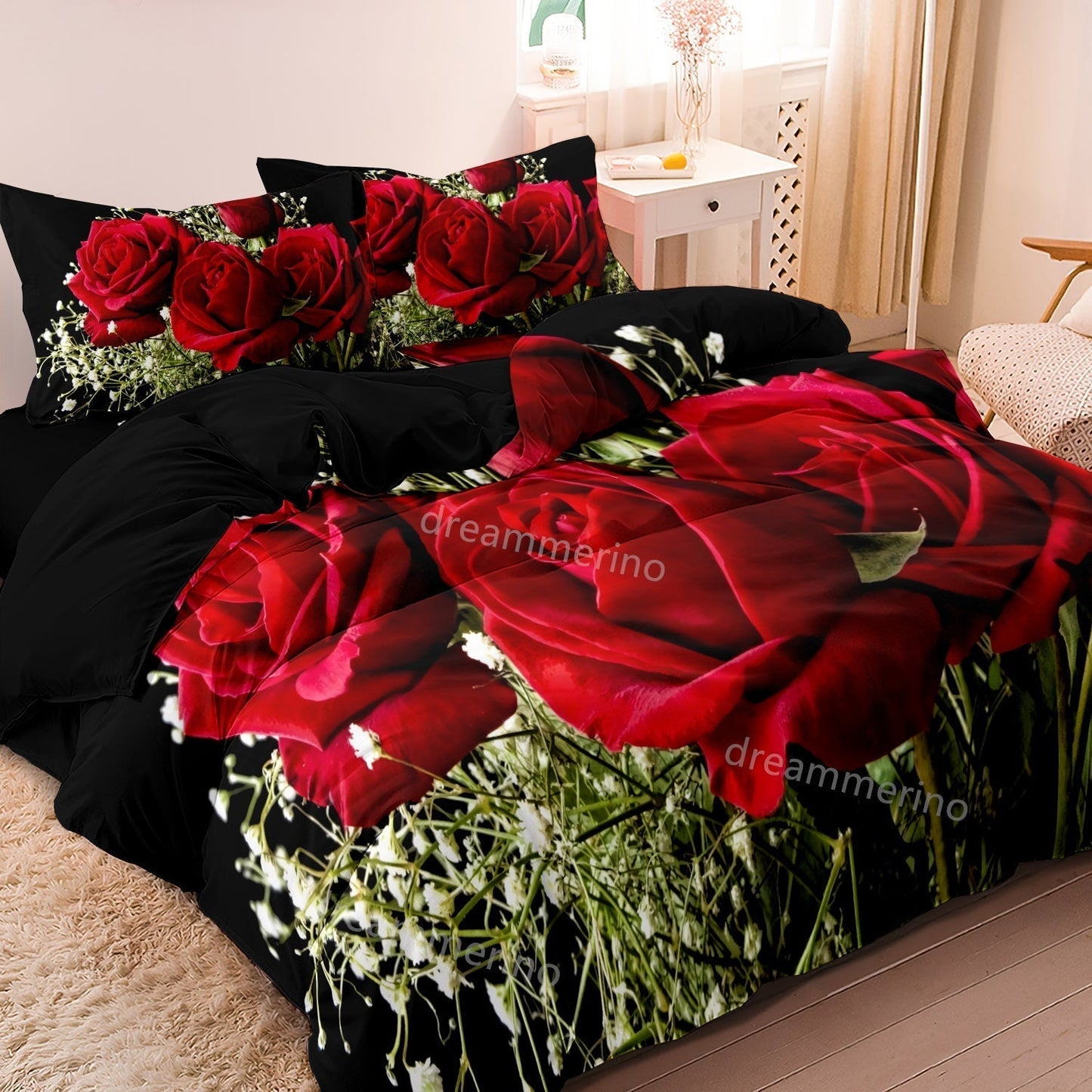 RoseWhisper - Romantisches Rosen-Bettwäsche-Set