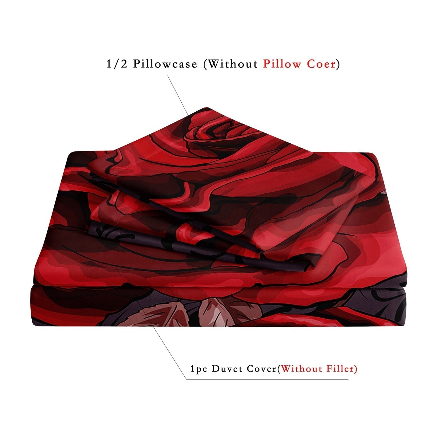 ScarletBloom - Luxus Rotes Rosen Bettbezug-Set