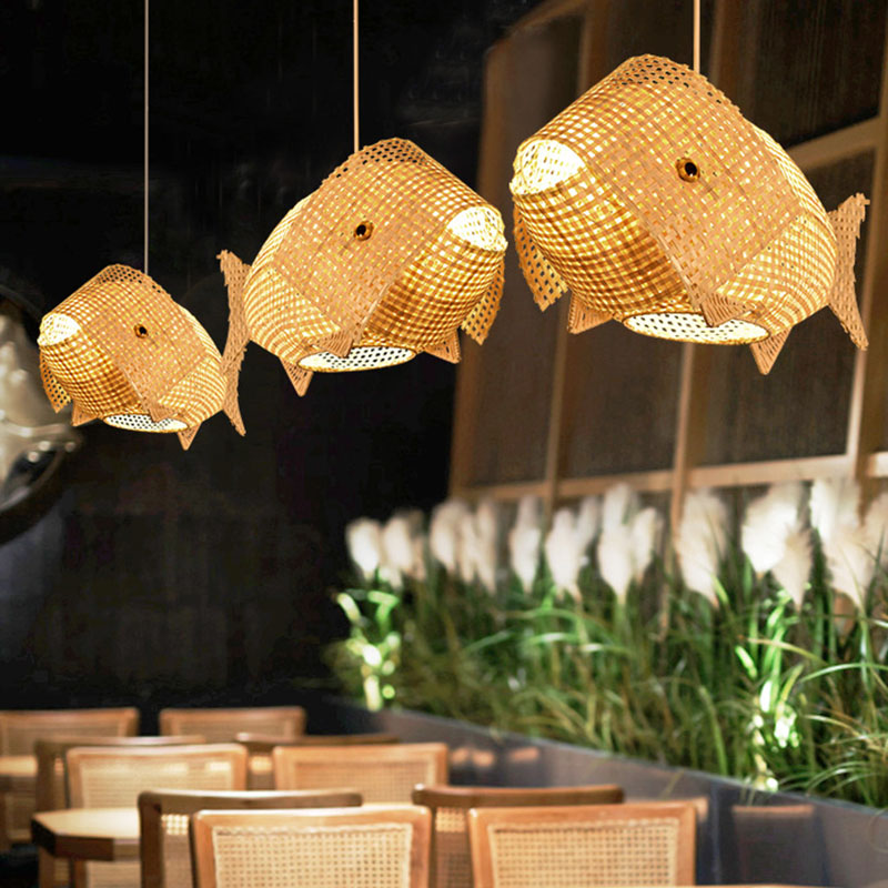 FishBamboo | Wooden Pendant Light in Asian Style