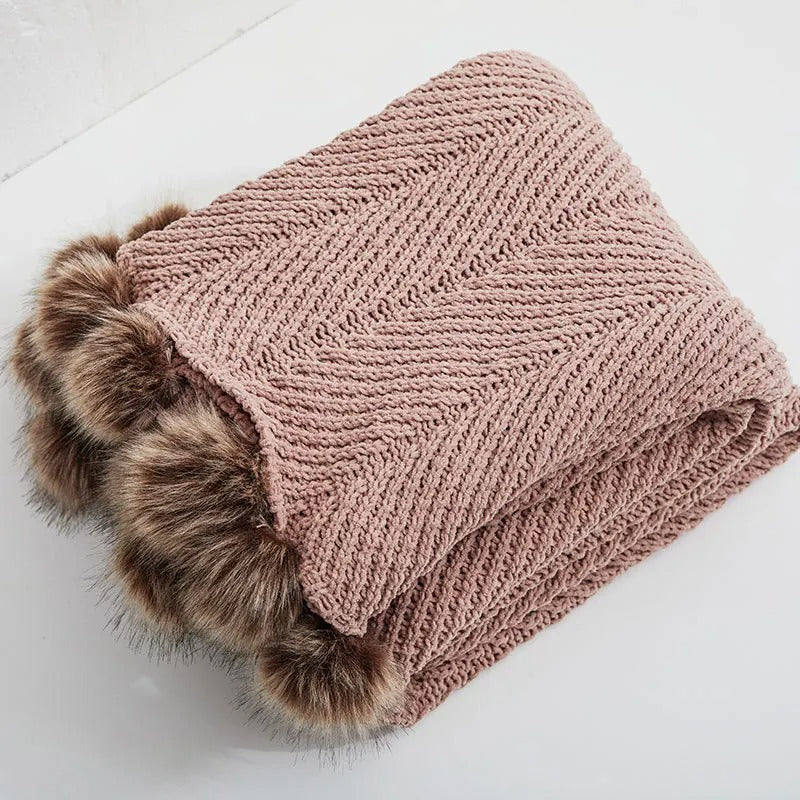PomKnit - Søt Pom Pom Chenille-teppe