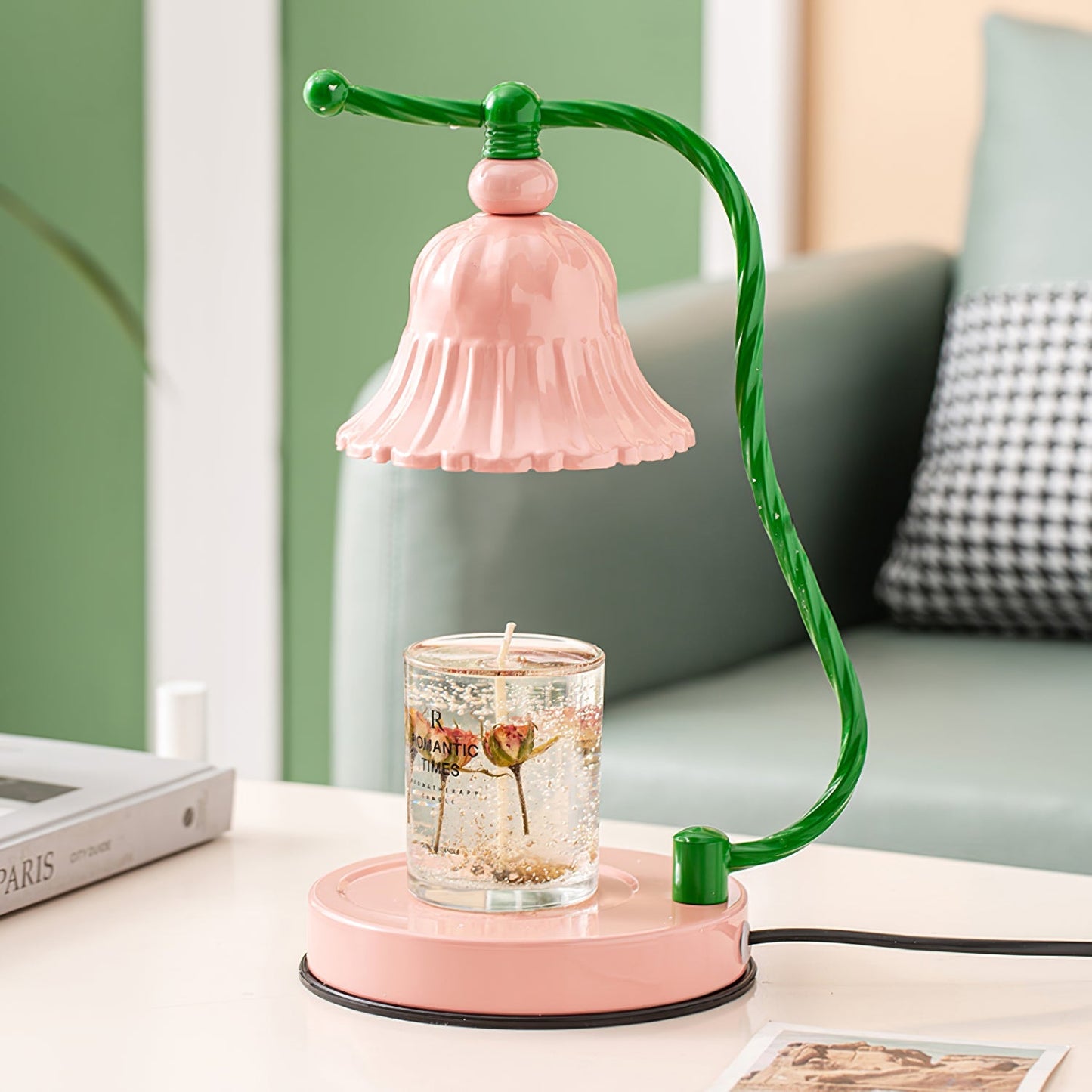PetalLuxe – Elegant Table Lamp with Pink Flower Design