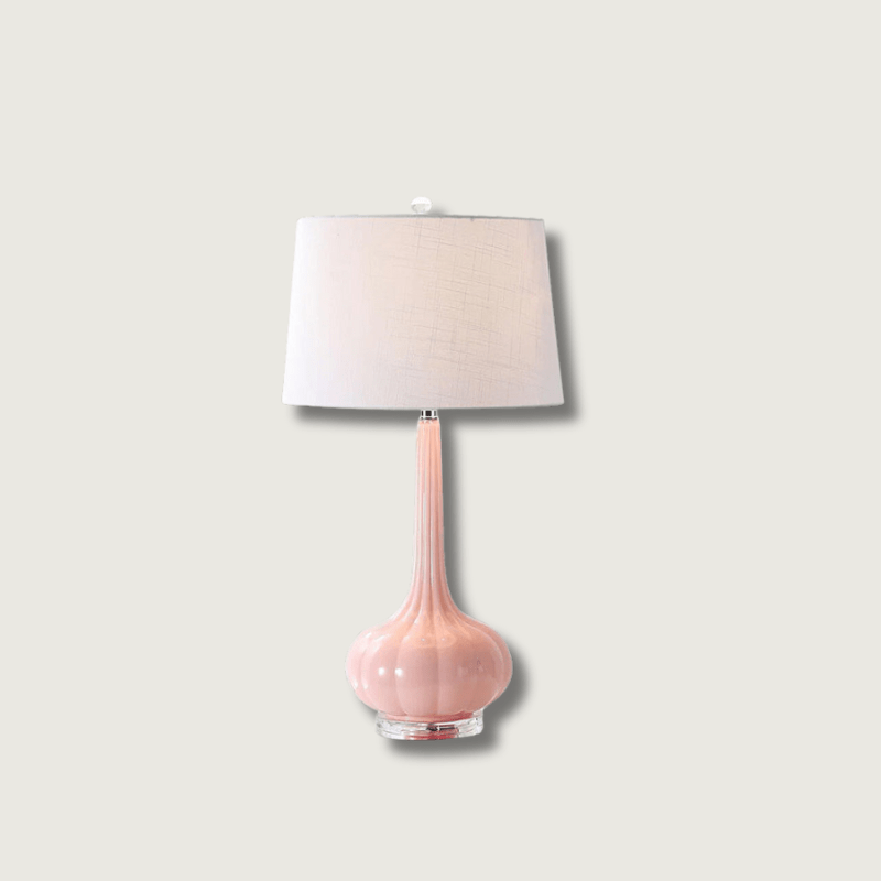 SereneGlow – Ceramic Table Lamp with White Fabric Shade