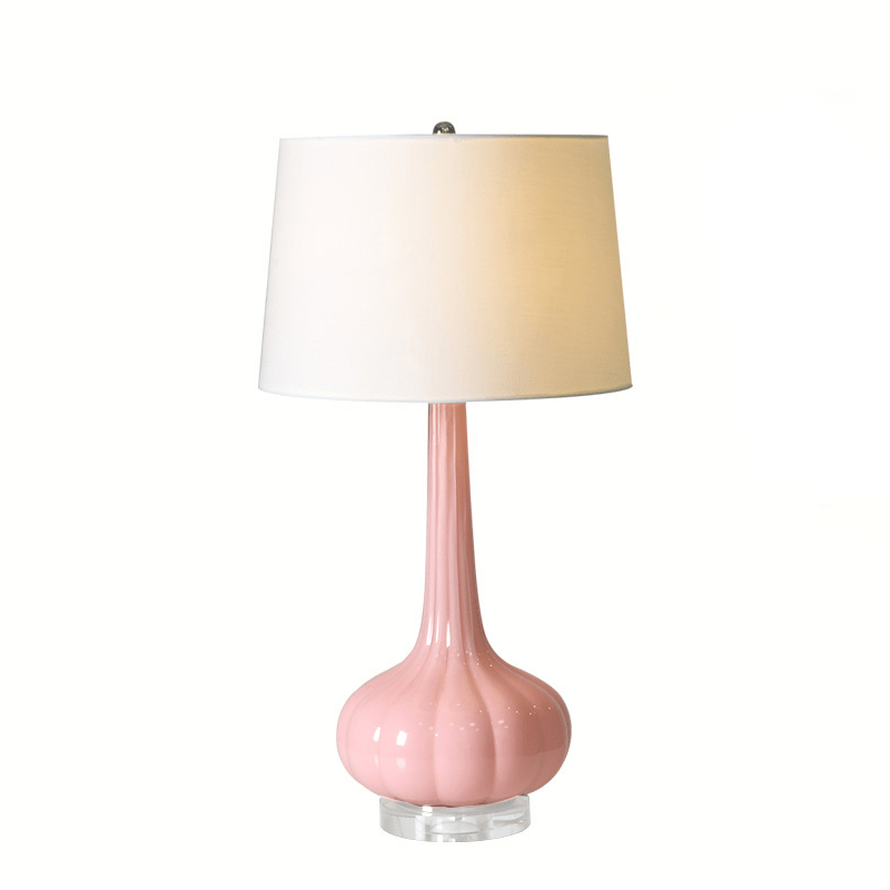 SereneGlow – Ceramic Table Lamp with White Fabric Shade