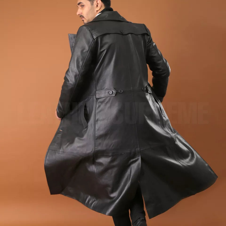 Boston - Manteau long en cuir synthétique pour hommes