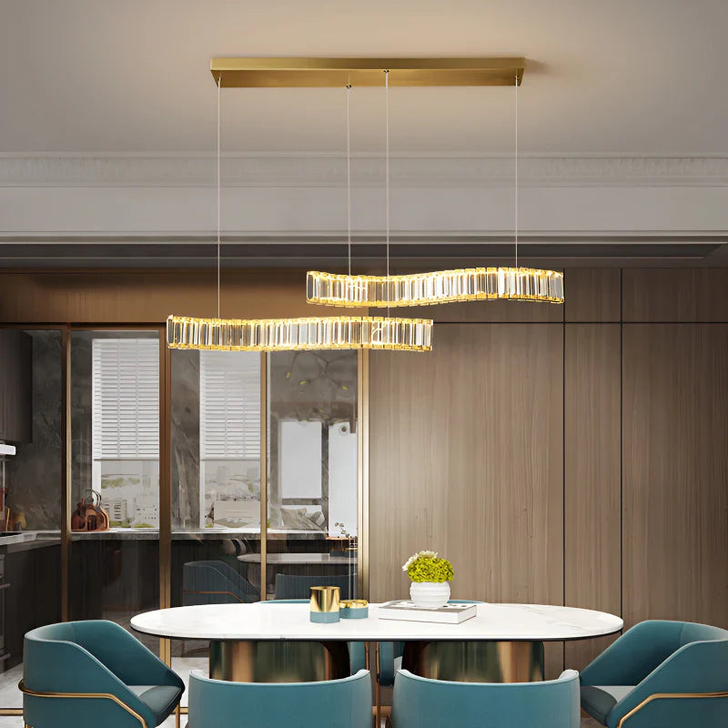 GlitzCurve - Elegante gebogen kristallen hanglamp met LED