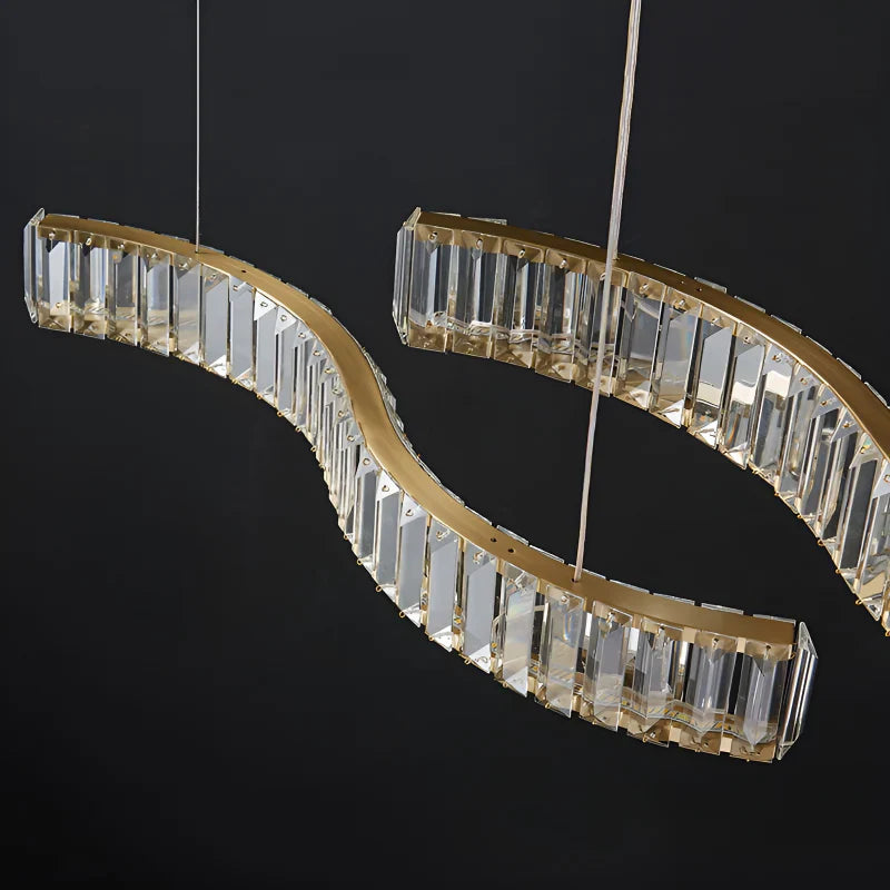 GlitzCurve - Elegante gebogen kristallen hanglamp met LED