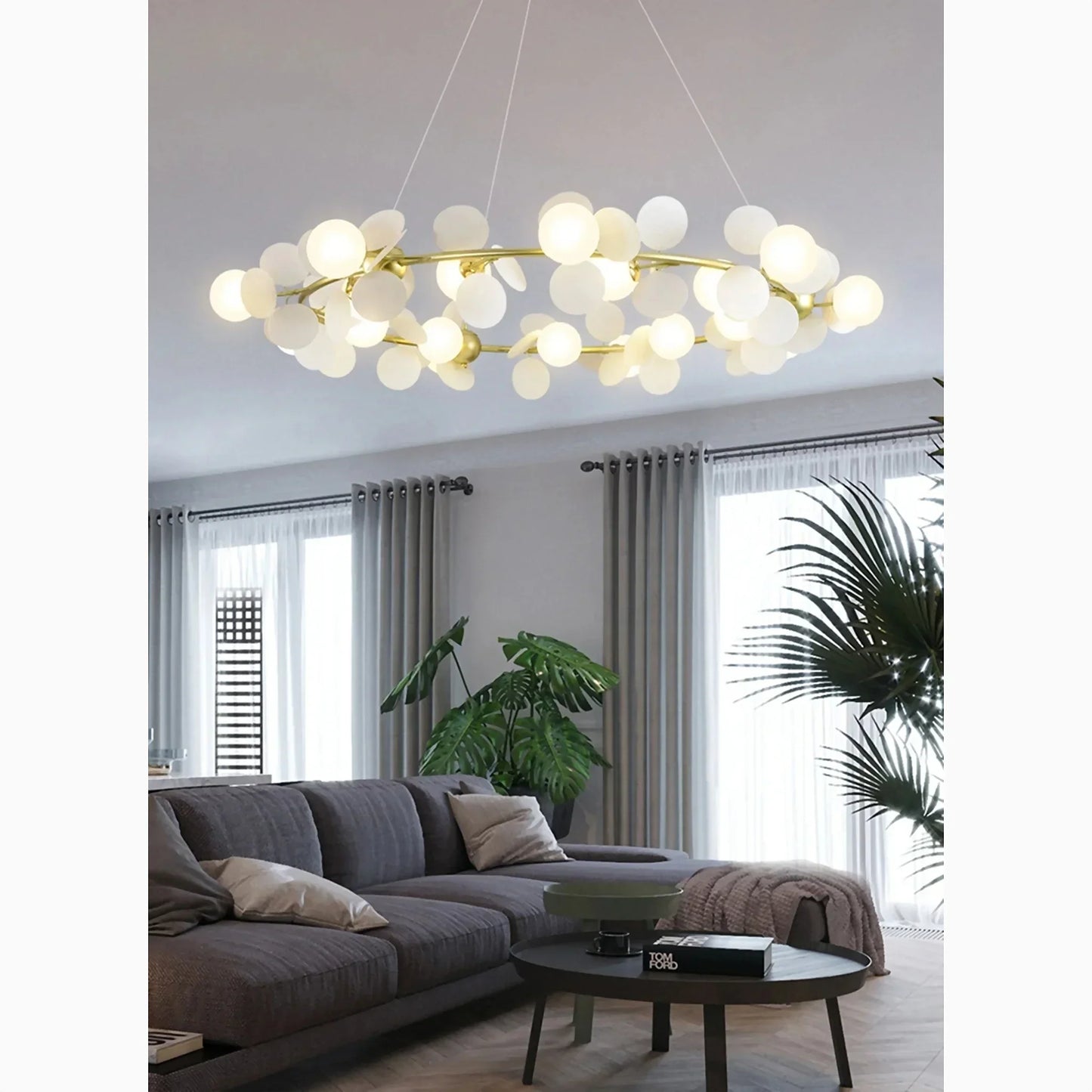 GoldenLume - Plafonnier en verre avec éclat luxueux