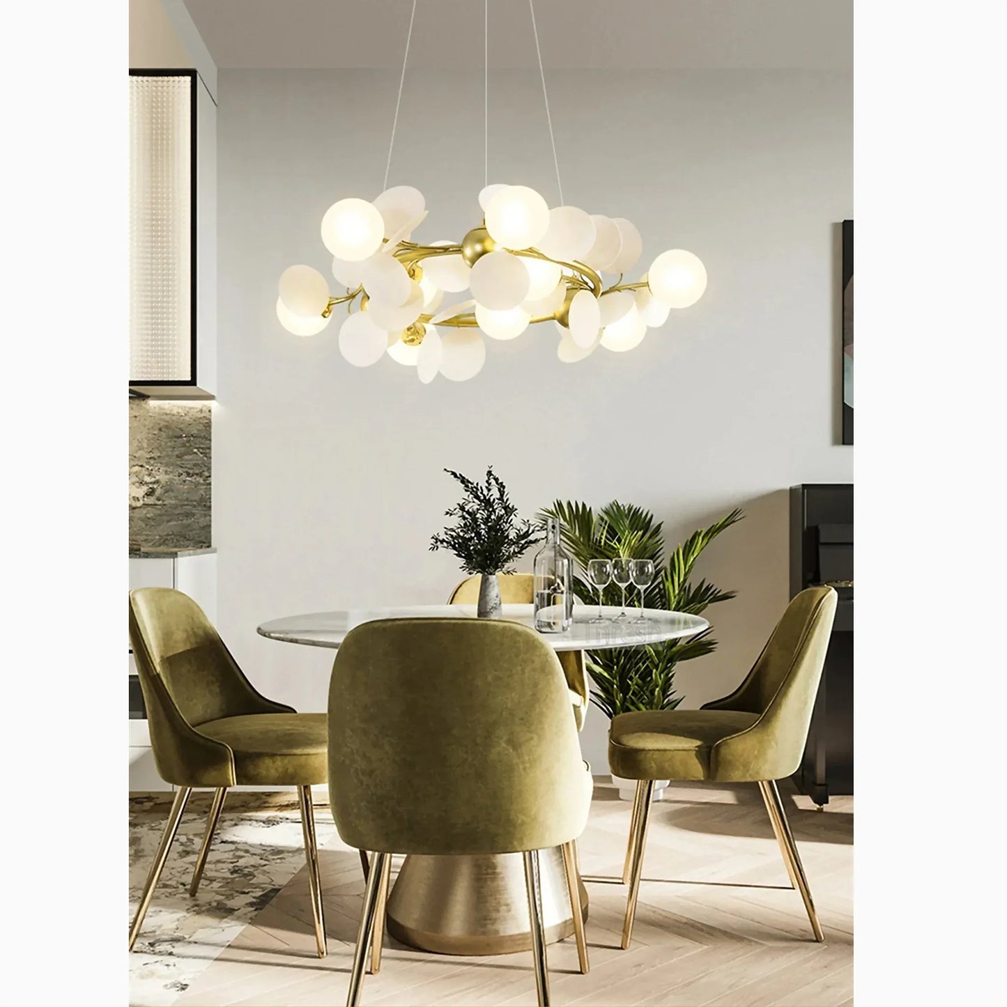 GoldenLume - Plafonnier en verre avec éclat luxueux