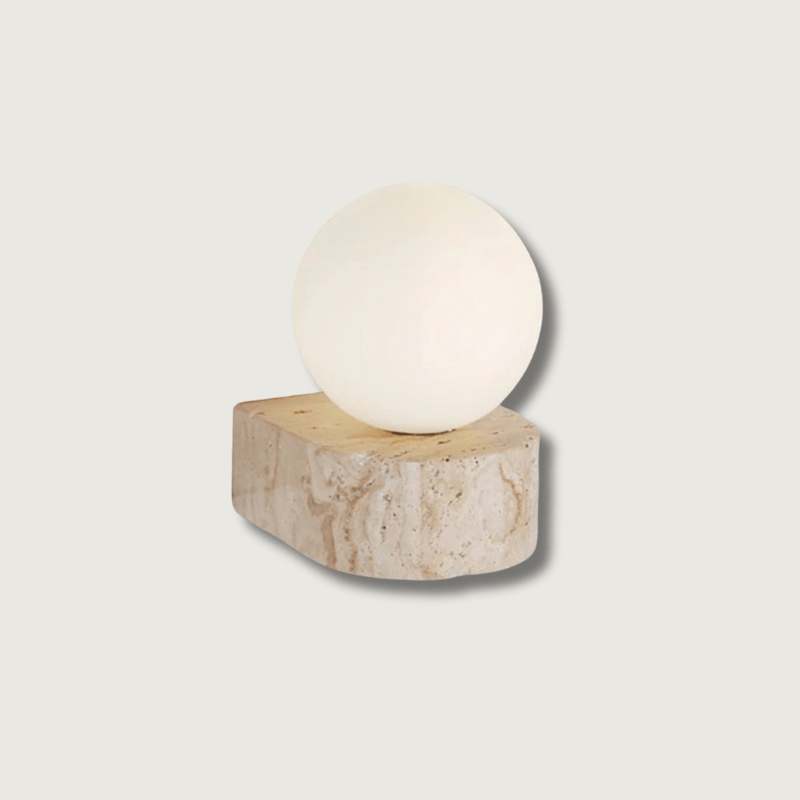 GlobeStone - Moderne væglampe lavet af glas og travertin