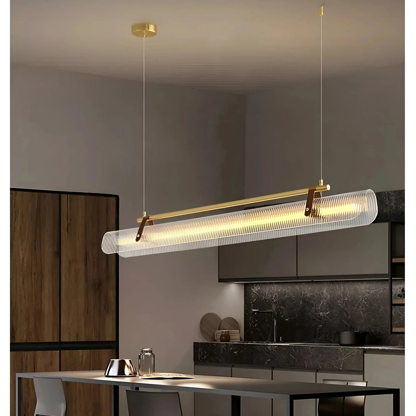 LineaLuxe - Stylish Metal & Leather Pendant Light