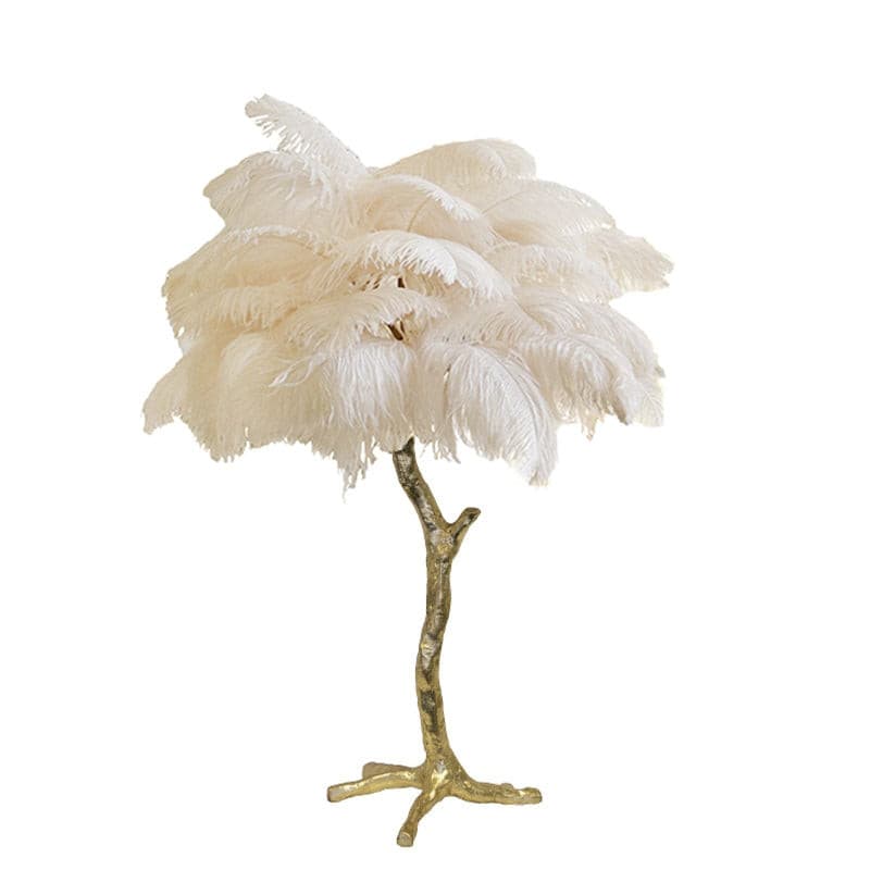 PlumeAura - Table Lamp with Golden Ostrich Feathers
