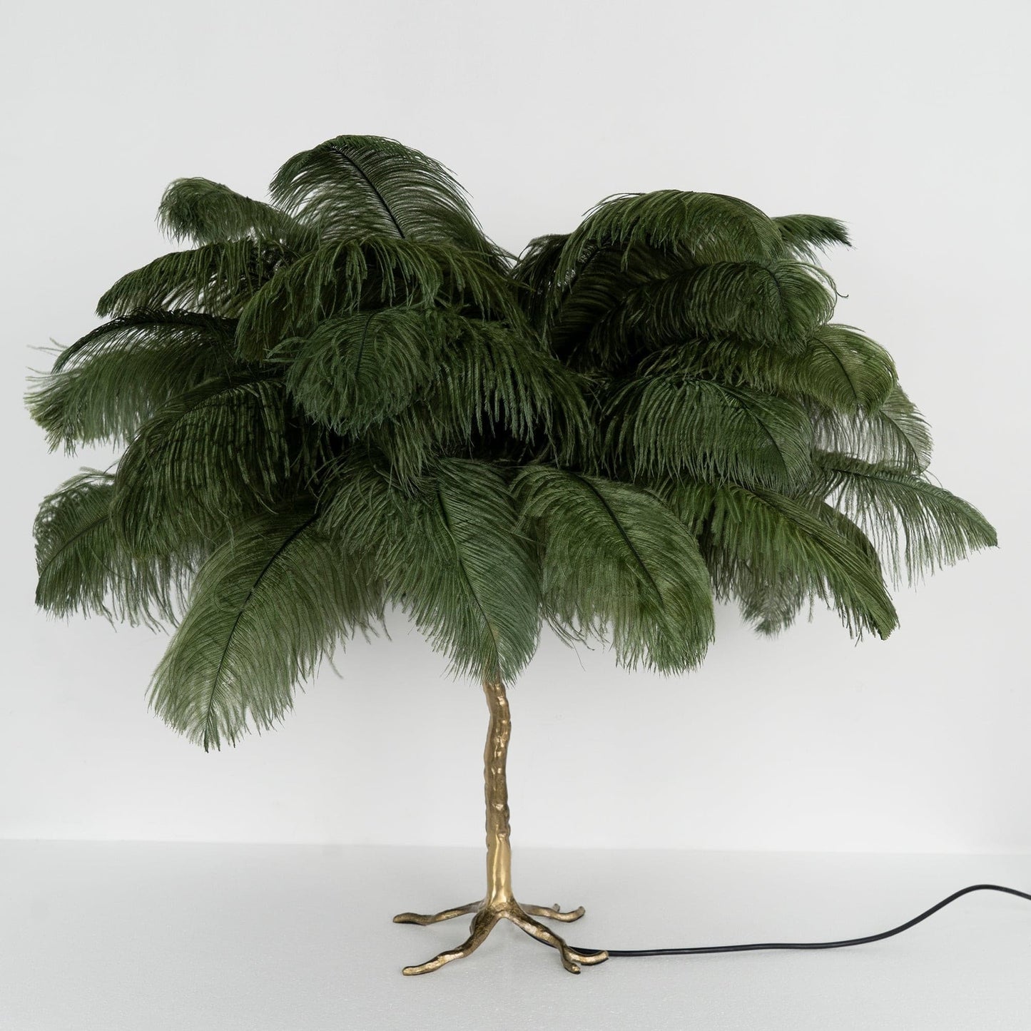 PlumeAura - Table Lamp with Golden Ostrich Feathers