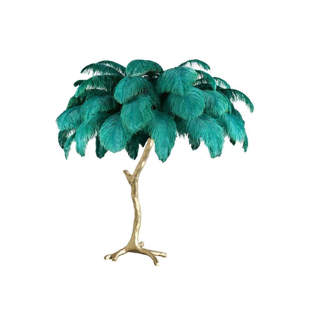 PlumeAura - Table Lamp with Golden Ostrich Feathers