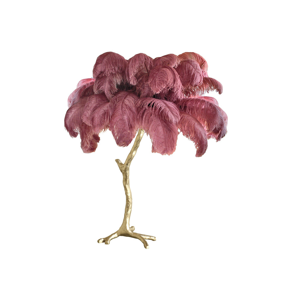PlumeAura - Table Lamp with Golden Ostrich Feathers
