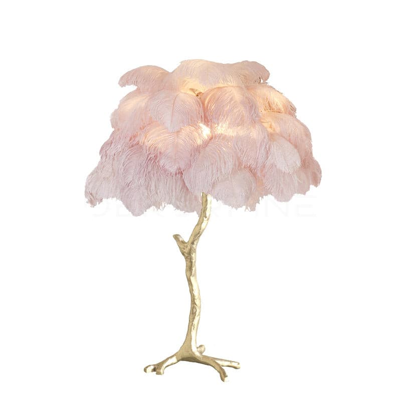 PlumeAura - Table Lamp with Golden Ostrich Feathers