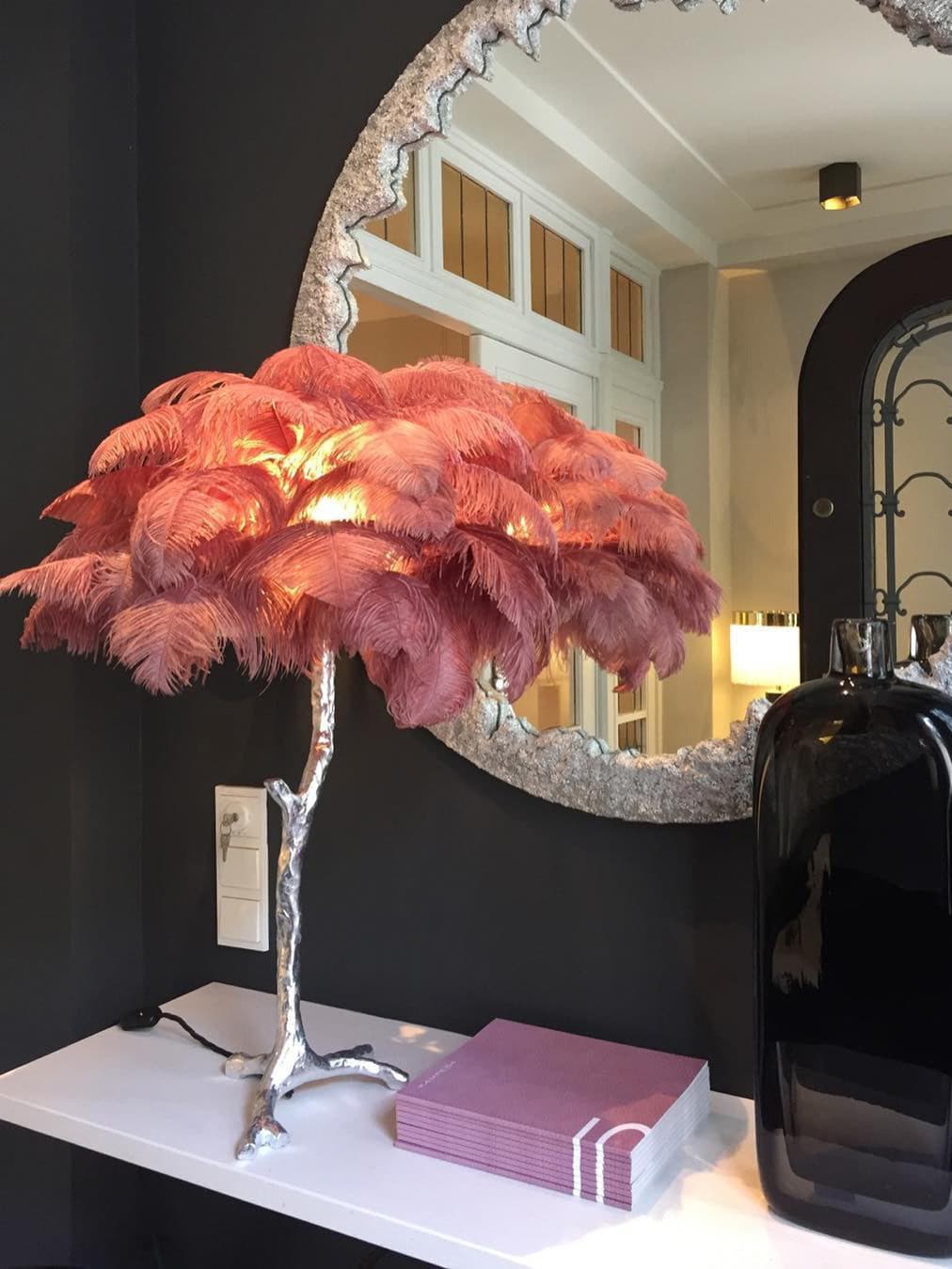 PlumeAura - Table Lamp with Golden Ostrich Feathers