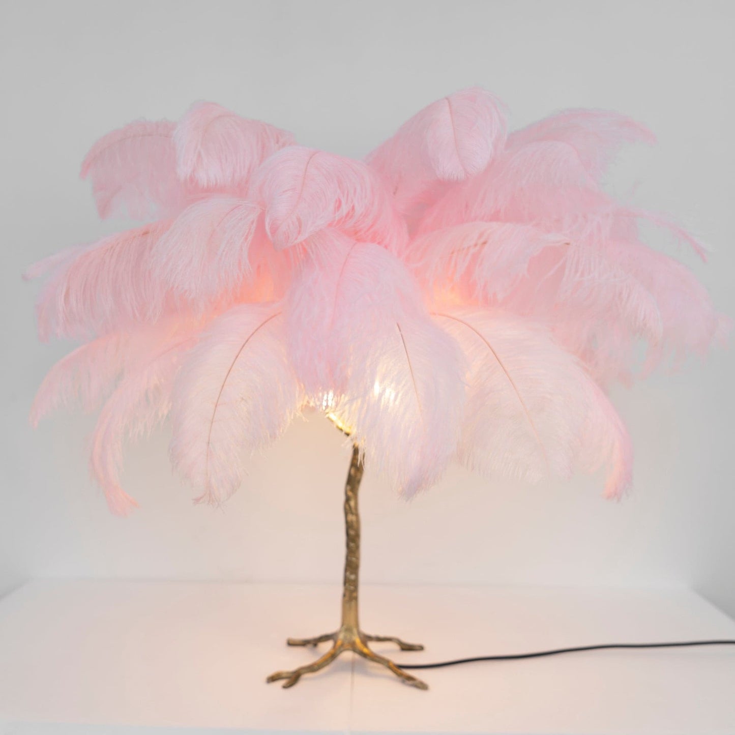 PlumeAura - Table Lamp with Golden Ostrich Feathers