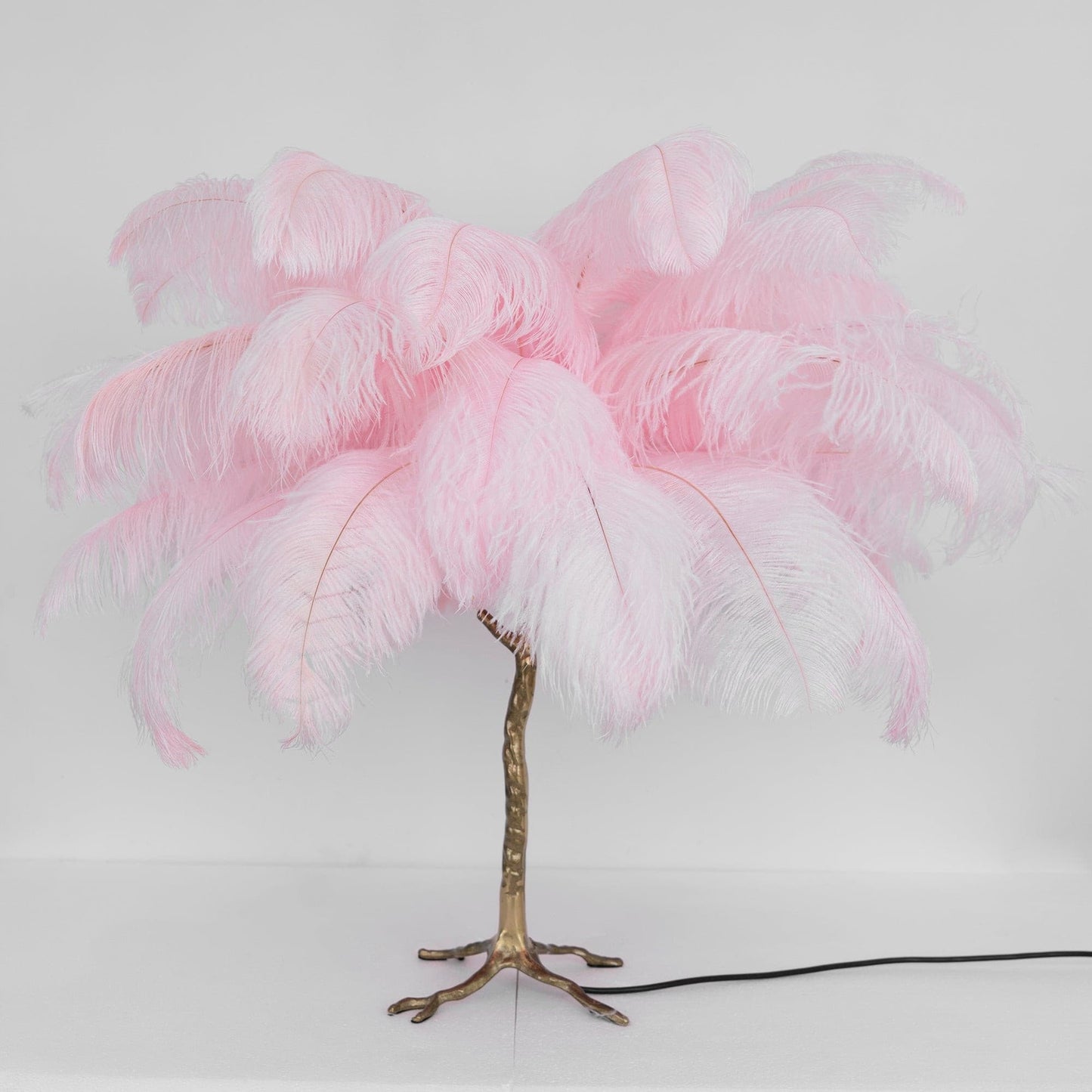 PlumeAura - Table Lamp with Golden Ostrich Feathers