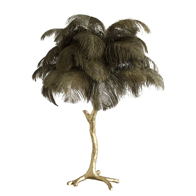 PlumeAura - Table Lamp with Golden Ostrich Feathers