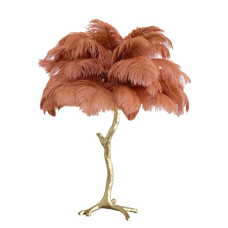 PlumeAura - Table Lamp with Golden Ostrich Feathers