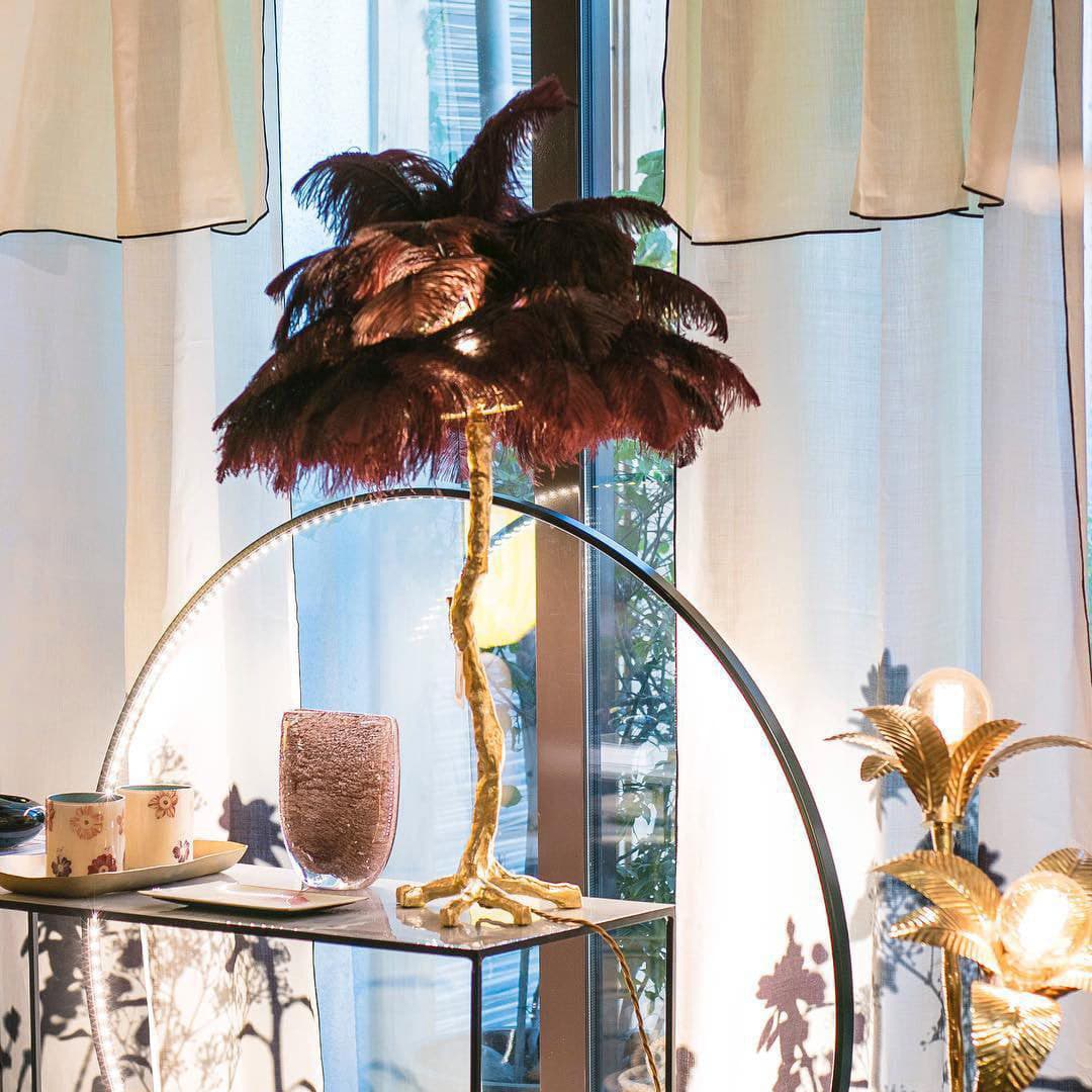 PlumeAura - Table Lamp with Golden Ostrich Feathers