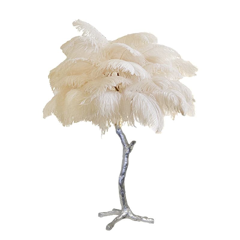 PlumeAura - Table Lamp with Golden Ostrich Feathers
