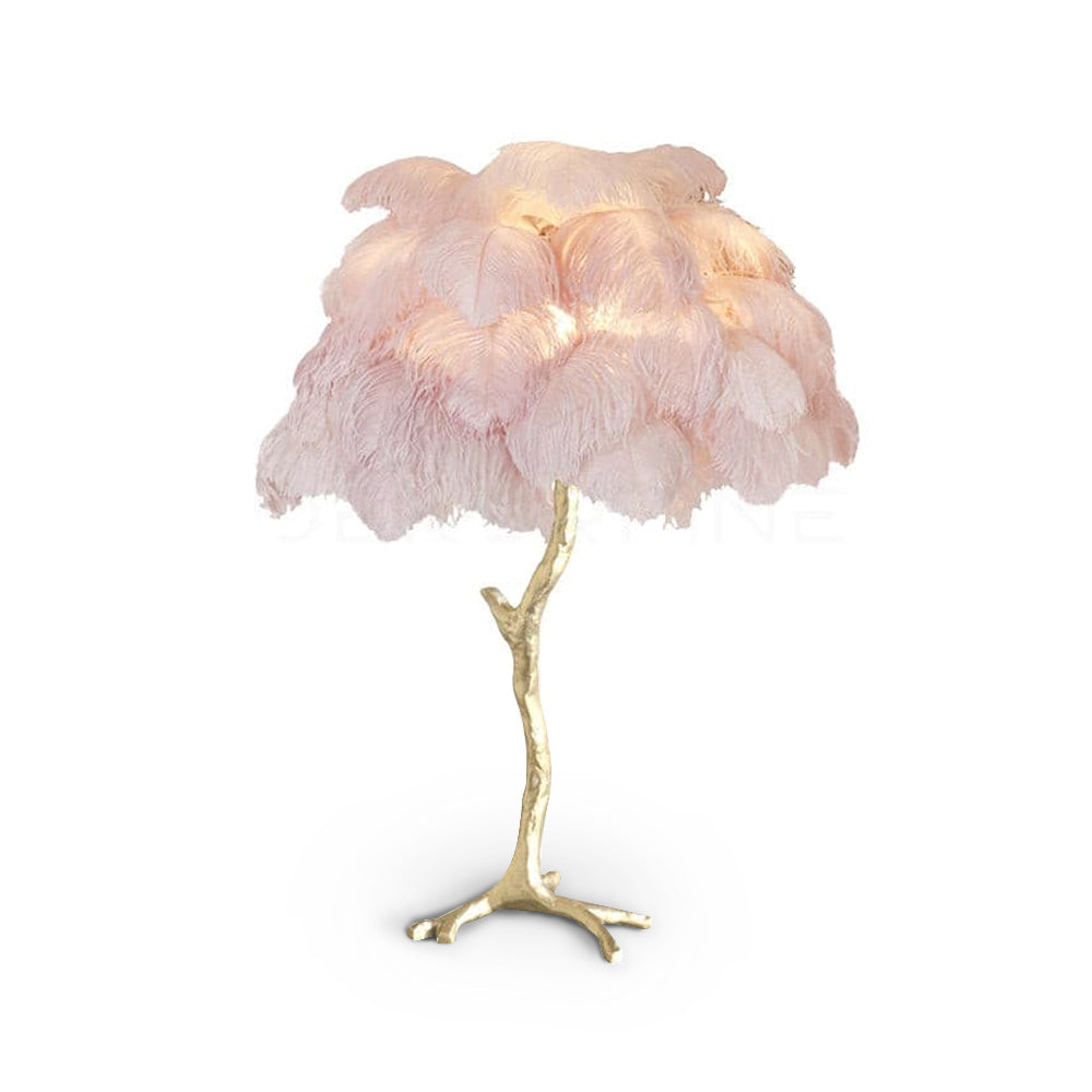 PlumeAura - Table Lamp with Golden Ostrich Feathers