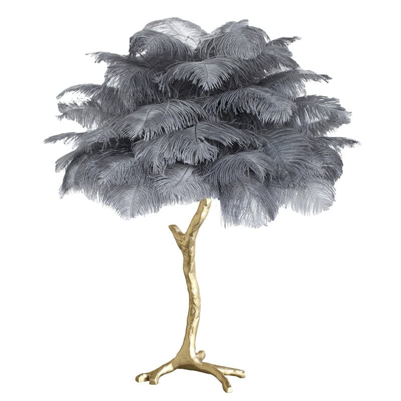 PlumeAura - Table Lamp with Golden Ostrich Feathers