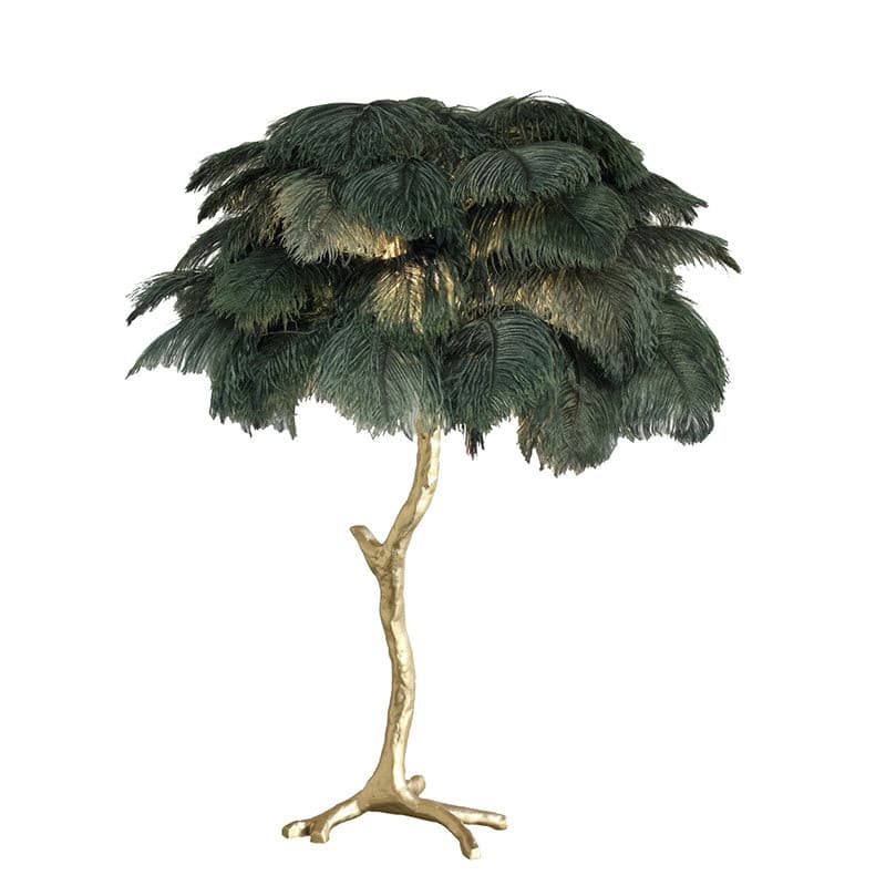 PlumeAura - Table Lamp with Golden Ostrich Feathers
