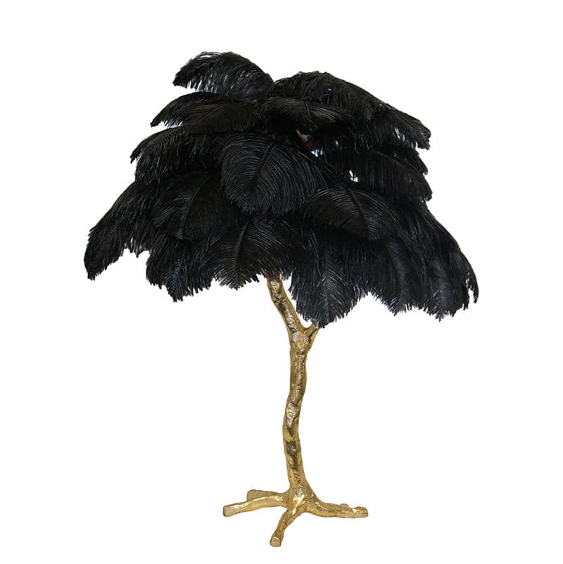 PlumeAura - Table Lamp with Golden Ostrich Feathers