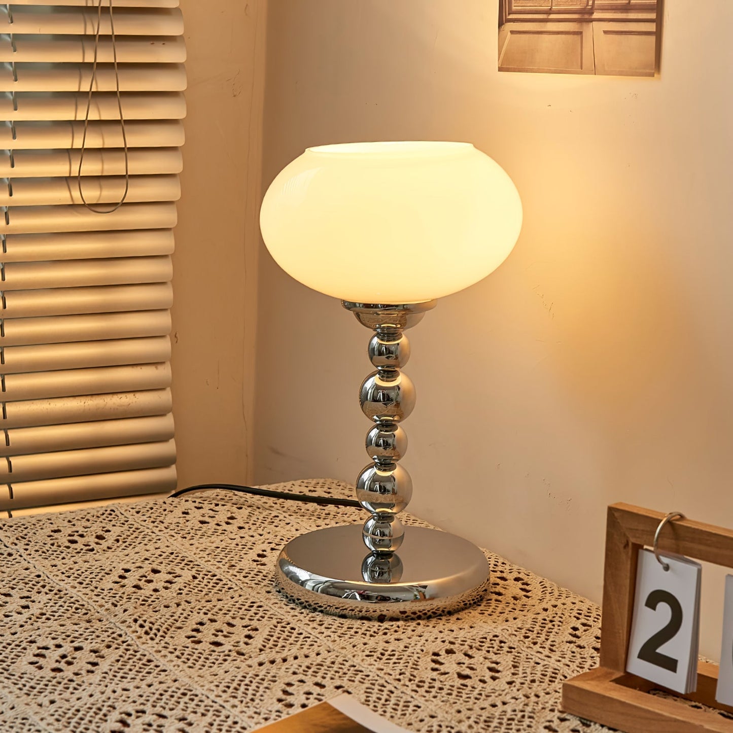Vintagelight – Lampe de table de l'ère spatiale en verre et métal