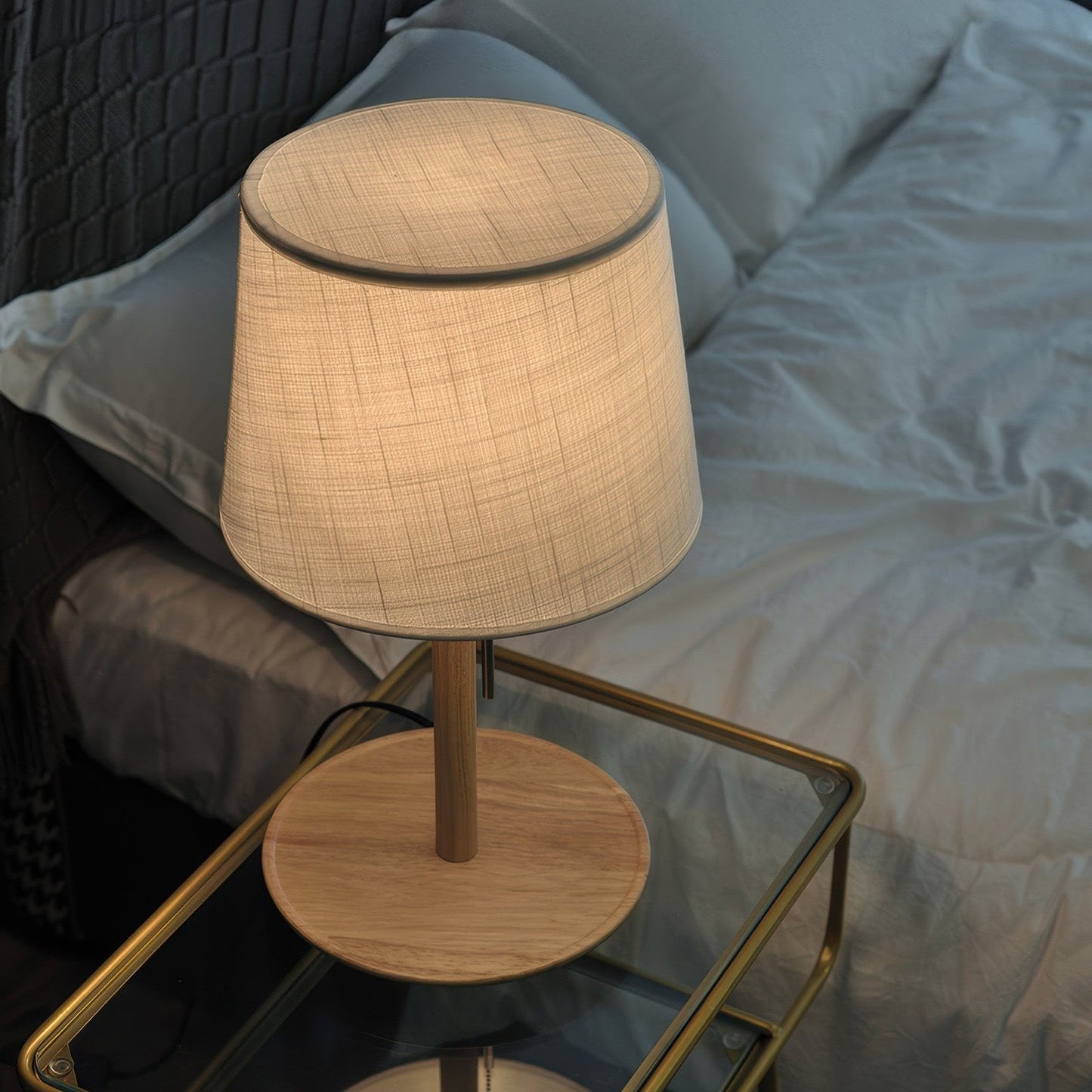 NobleWood - Valnød & Stof Bordlampe