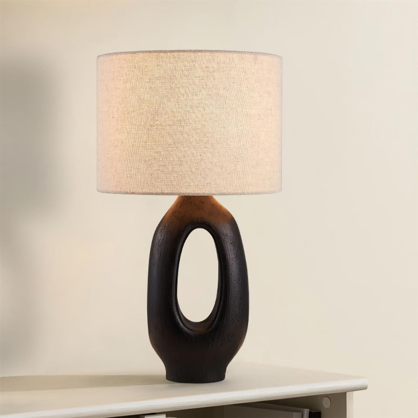 ModernGlow – Harpiks Bordlampe med Linnedskærm