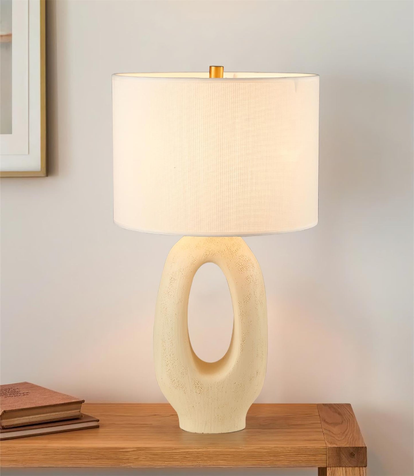 ModernGlow – Harpiks Bordlampe med Linnedskærm