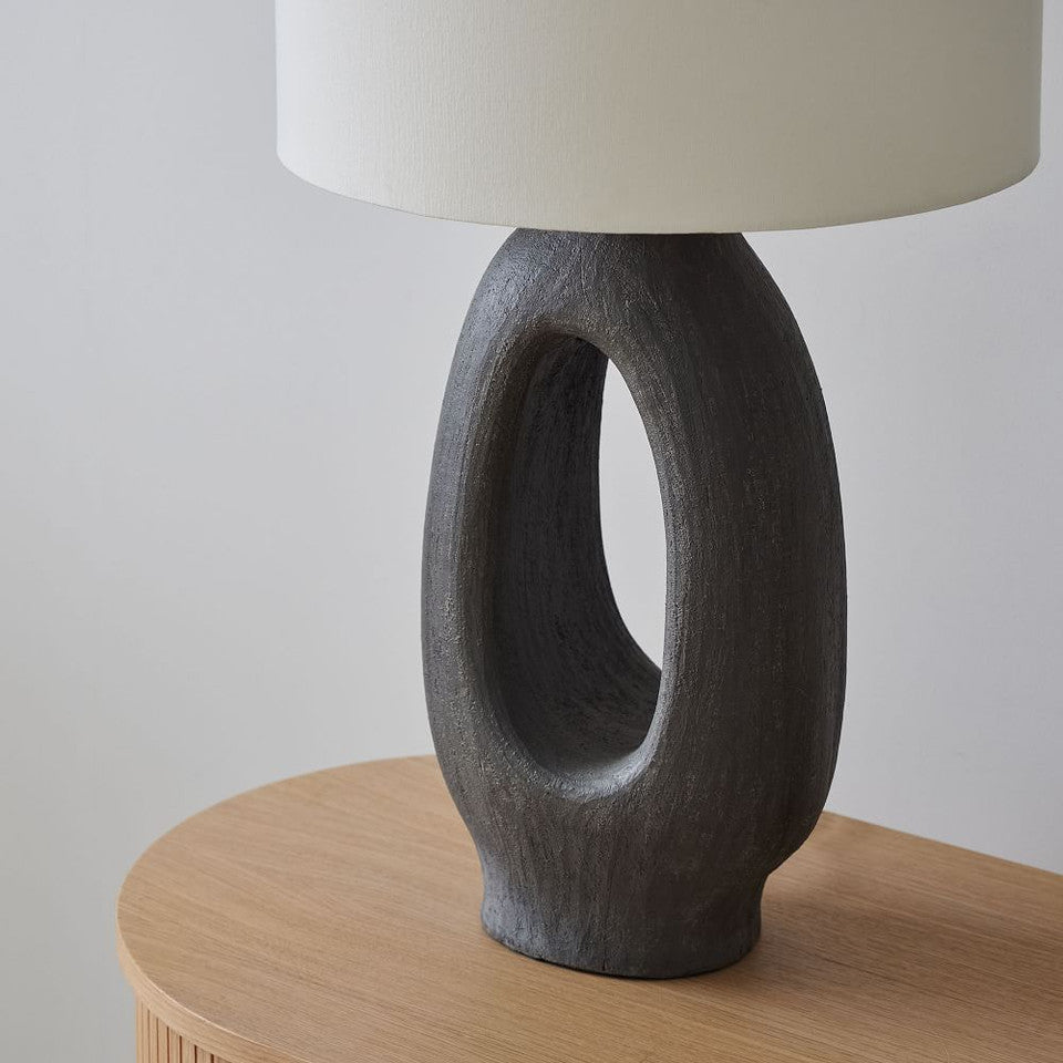 ModernGlow – Harpiks Bordlampe med Linnedskærm