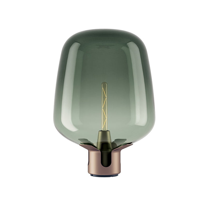 Glass Flame - Transparent bordlampe med varmt LED-lys