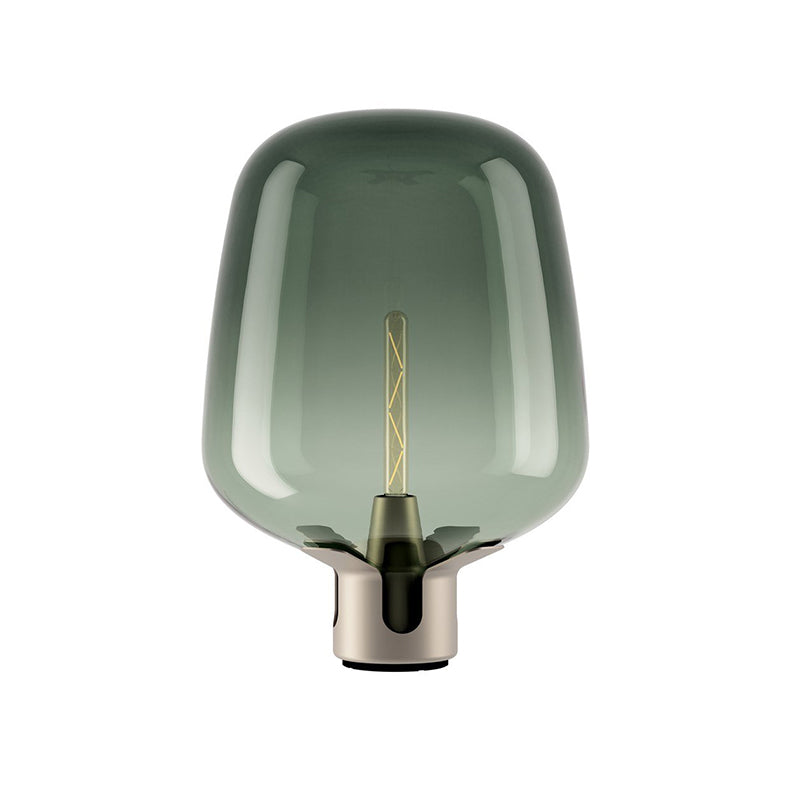 Glass Flame - Transparent bordlampe med varmt LED-lys